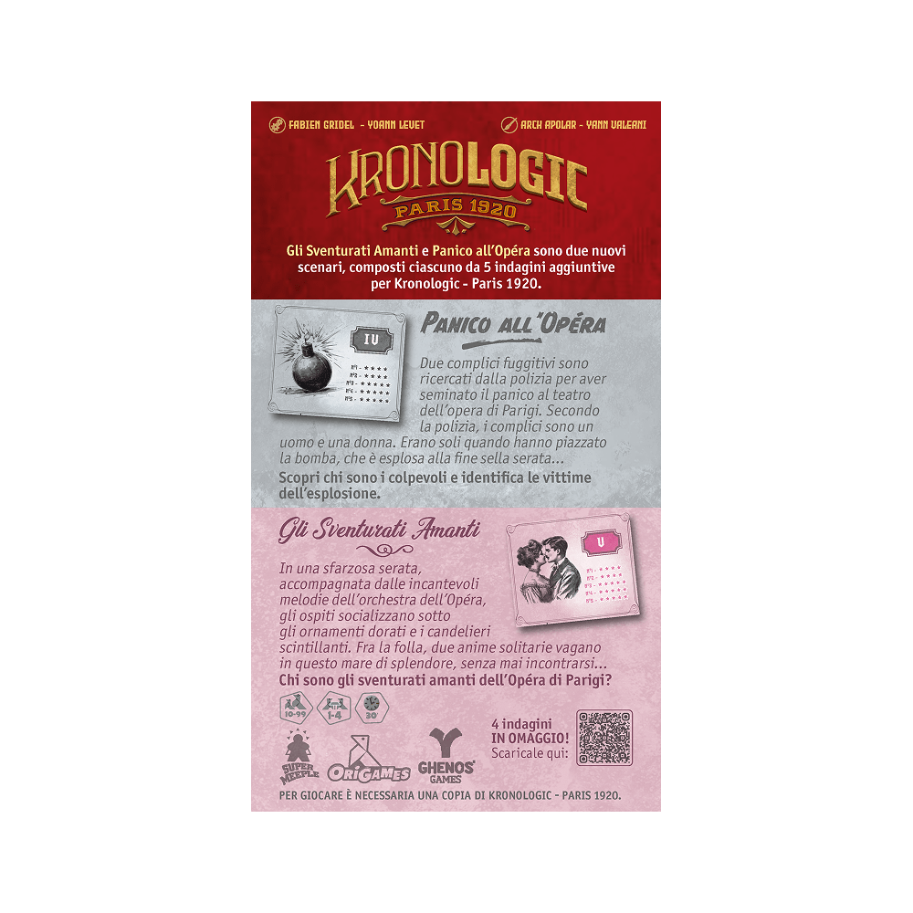 kronologic panico all'operà gioco da tavolo - componenti