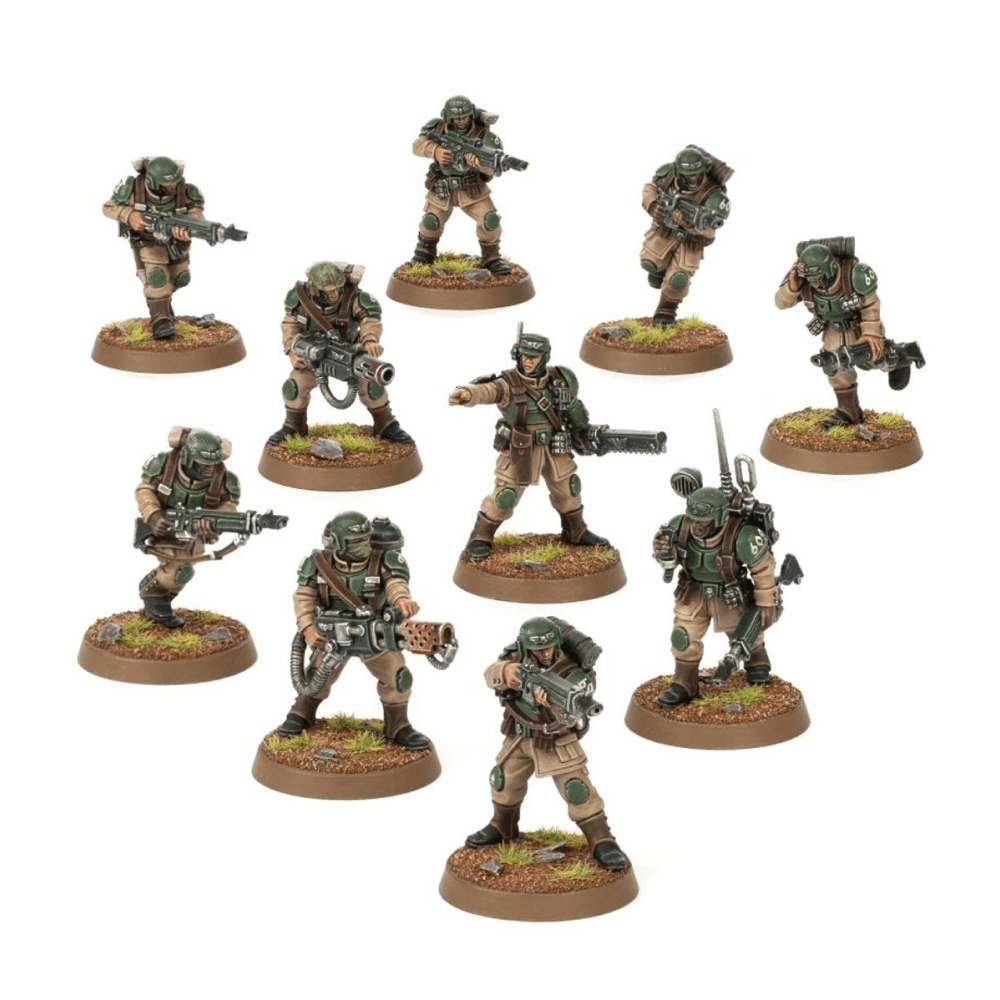 astra militarum truppe d'assalto cadiane miniature warhammer - componenti1